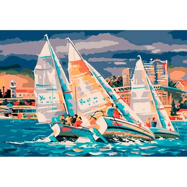 Набор для творчества Роспись по холсту 30*40см Регата в пасмурный день ХК-6839