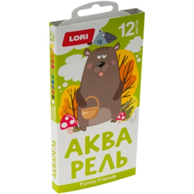 Акварель 12 цв. FUNNY FRIENDS с/к Акпф-003/01 Lori