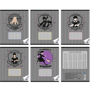 Тетрадь 12 л. клетка Вэнсдэй 72582