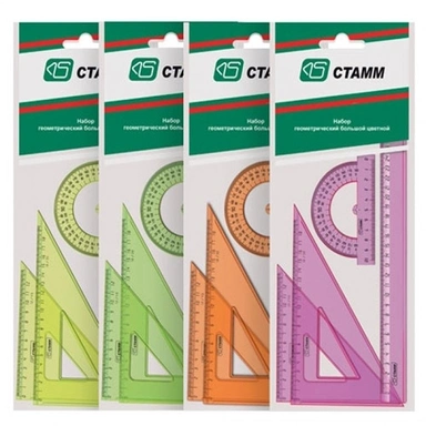 Набор чертежный 4пр. /лин 30см, трансп, треуг 2шт/ NEON Cristal СТАММ НГ06