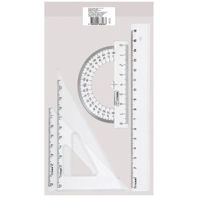 Набор чертежный 4пр. /лин 16см, трансп, треуг 2шт/ прозрачный СТАММ НГ11