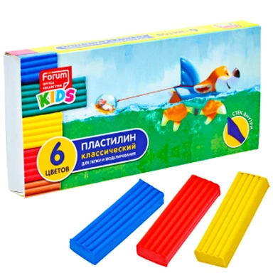 Пластилин 6цв Зверята 120гр. со стеком FORUM Office Collection KIDS FPL-106-Z