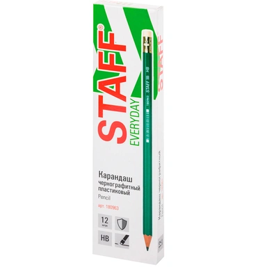 Карандаш ч/гр. с ластиком НВ 180963 STAFF