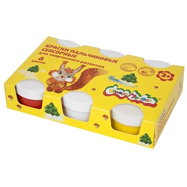 Краски пальчиковые 6 цв. 60мл. Каляка-маляка сенсорные ПКСКМ06