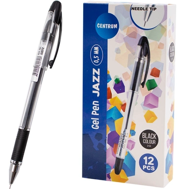 Ручка гелевая черная игольчатая JAZZ с металлическим наконечником, 0,5 мм 82072