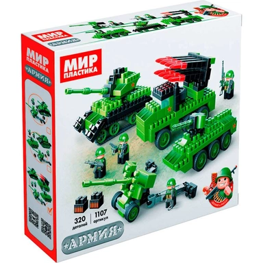 Конструктор Bauer 1107 Армия Набор с танком, БТР, РСЗО и гаубицей