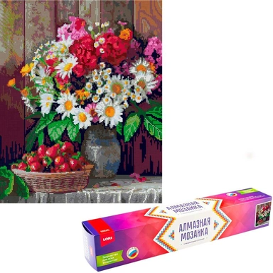 Набор для творчества Алмазная мозаика 40*50 см полное заполнение Цветы с клубникой Ам-140 LORI