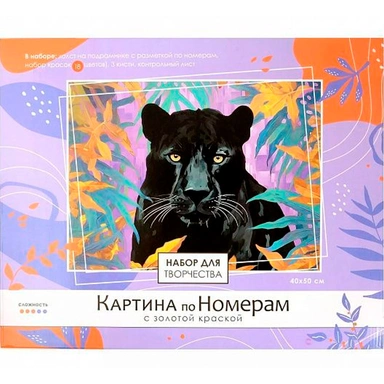 Набор Для Творчества Картина по номерам с золотом на подрамнике 40х50 см Уверенная Грация 08798