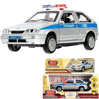 Модель 2113-12SLPOL-SR свет-звук ваз-2113 12 см, двери,ПОЛИЦИЯ серебристый Технопарк  в кор.