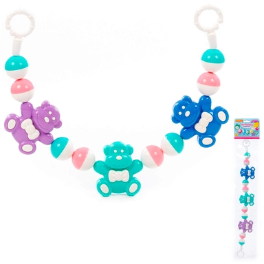 Погремушка подвеска Смешные обезьянки 54 см синий, бирюзовый, сиреневый 24477 П-Е /12/