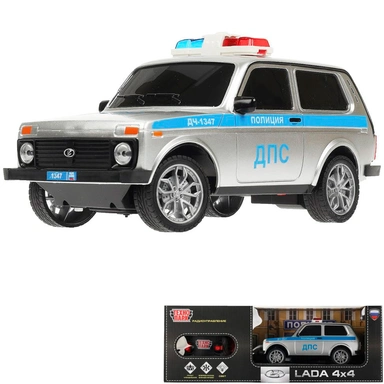 Машина на радиоуправлении LADA4X4-18LPOL-GY LADA ПОЛИЦИЯ 4x4 18 см, свет, сер Технопарк в кор /24/