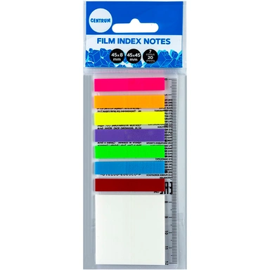 Клейкие листки-индексы пластиковые 7 неоновых цветов x 20 листов 80207