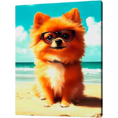 Набор для творчества Роспись по холсту 30х40 см Милый шпиц на пляже ХК-3226