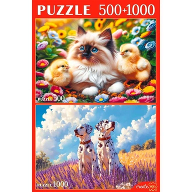 Пазл 2 в 1 500+1000 Домашние животные П500-1000-8811