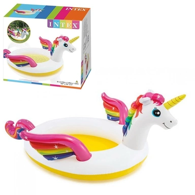 Бассейн детский круглый Единорог с распылителем от 2 лет 272*193*104см 57441