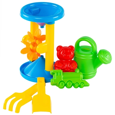 Песочный набор Мельница,лейка мал.лопатка+грабли,2 формочки 2-218