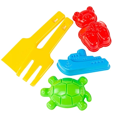 Песочный набор 2-221 лопатка+грабли 20см., 3 форм. /40/