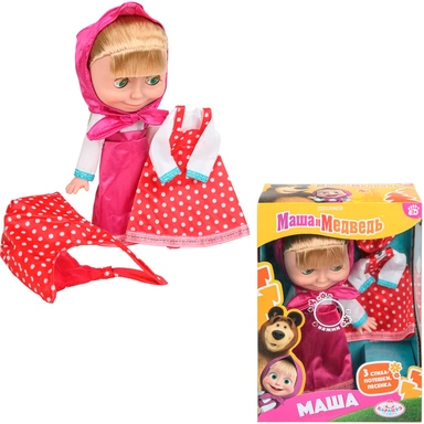 Кукла Карапуз 83030XD25 Маша и Медведь маша 25см, озвуч, платье в горошек