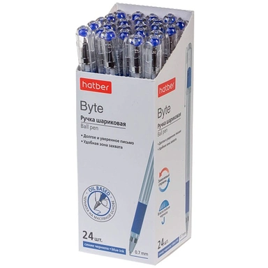 Ручка шарик Синяя Byte  0,7мм чернила на масл.основе с резиновым грипом 091397