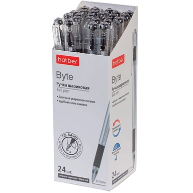 Ручка шарик Черная Byte  0,7мм чернила на масл.основе с резиновым грипом 091399