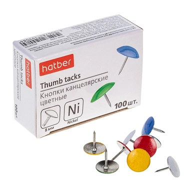 Кнопки-гвоздики цветные канцелярские 100шт. 040763