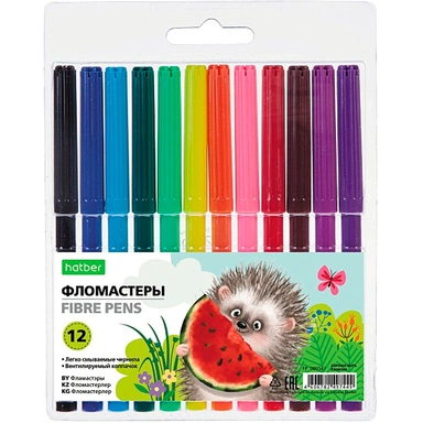 Фломастеры 12 цв.  ECO Хорошо быть ёжиком FP_080547  Hatber