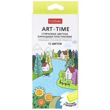 Карандаши цвет. 12 цв. стираемые ART-TIME 085920 Hatber