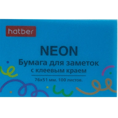 Бумага для заметок NEON 76х51мм 100л с клеевым краем Голубая 090328