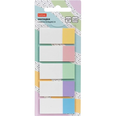 Закладки NEWtone прямоугольные Самоклеящ. пластик 45х22мм 5 цв. 20л 090305