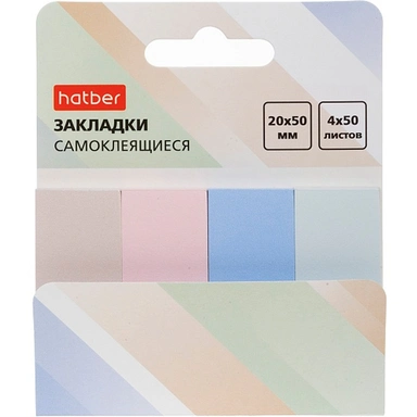Закладки -MIX- PASTEL прямоугольные Самоклеящ. бумага 20х50мм 4 цв. 50л 090309