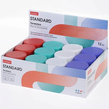 Точилка STANDARD пластик Цветная с контейнером с 2-мя отверстиями Ассорти 092682