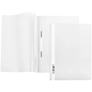 Папка-скоросшиватель А4ф 140/180мкм Белая Пластиковая прозрачный верх 039958