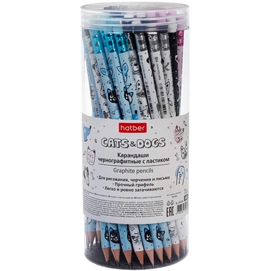 Карандаш ч/гр CatsDogs HB с ластиком 093380