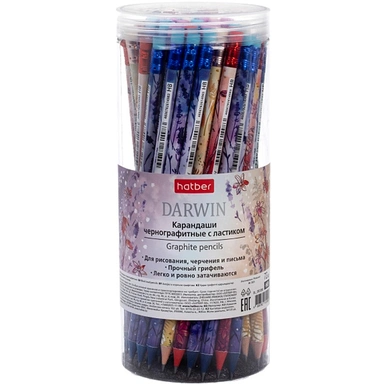 Карандаш ч/гр Darwin HB с ластиком 093398