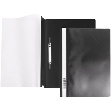 Папка-скоросшиватель А4ф 140/180мкм Черная Пластиковая прозрачный верх 039959