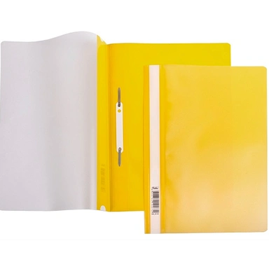 Папка-скоросшиватель А4ф 140/180мкм Желтая Пластиковая прозрачный верх 039967