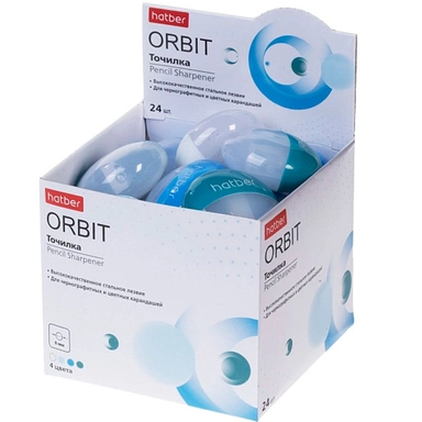 Точилка ORBIT пластик Цветная с контейнером Ассорти 092683