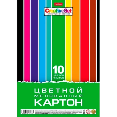 Картон цвет 10 л. 10 цв. А4 мелованный Creative Set 088626