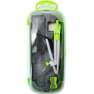 Набор чертежный 7 пр. в пенале с  козьей ножкой Салатовая С3331-03