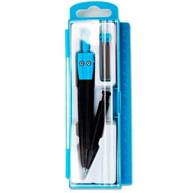 Набор чертежный 2 пр. в пенале с лин., цв. циркулем Синяя С3329-01