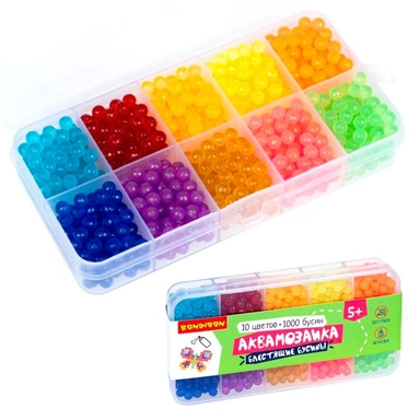 Набор ДТ Аквамозаика блестящие бусины 10 цв. 1000 шт ВВ5248.