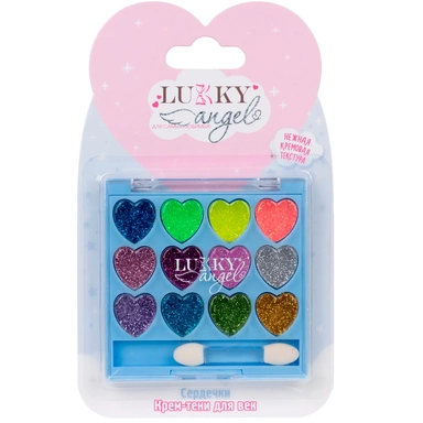 Крем-тени для век с блёстками палетка 12 цветов Сердечки,9 г,с аппликатором Т25661
