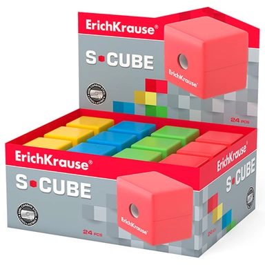 Точилка пластик S-Cube, Neon, с контейнером ассорти 50141 ErichKrause