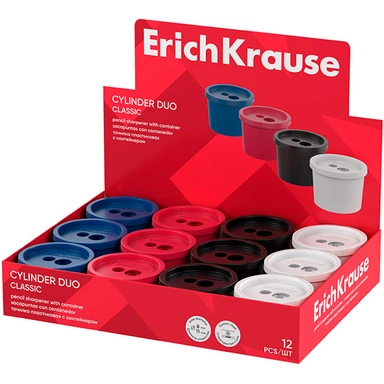 Точилка пластик Cylinder Duo, Classic с контейнером ассорти 60060 ErichKrause