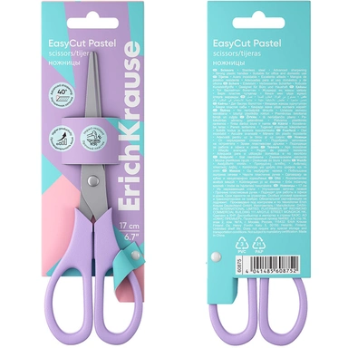 Ножницы 17 см EasyCut Pastel ассорти 60875 ErichKrause
