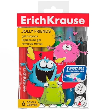 Гелевые мелки 6 цв. Jolly Friends 65539 /Erich Krause/