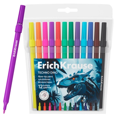 Фломастеры 12 цв. Techno Dino, 65030 Erichkrause