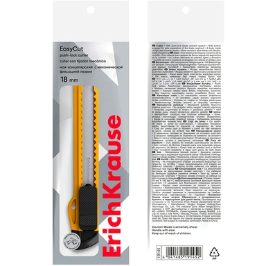 Нож канцелярский EasyCut, c механической фиксацией лезвия, 18 мм, ассорти 19145 ErichKrause