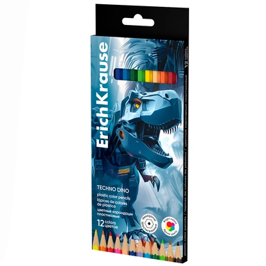 Карандаши цвет. 12 цв. Techno Dino 65013 ErichKrause