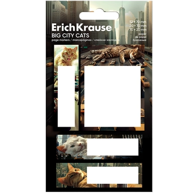 Клейкие закладки пластиковые Big City Cats 80 листов 63794 ErichKrause